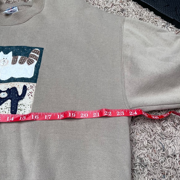 Vintage Embroidered Cat Crewneck, Womens XL, Brown/Tan Patchwork Graphics - Picture 10 of 10